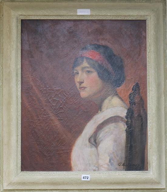 G E James, oil on canvas, portrait of a lady, 60 x 50cm